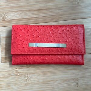 Vintage Red Ostrich Leather Wallet